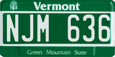 VT license plate NJM636