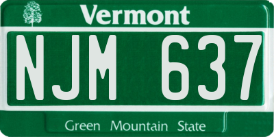 VT license plate NJM637