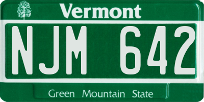 VT license plate NJM642
