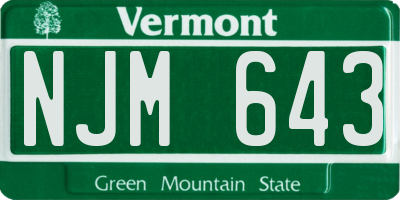 VT license plate NJM643