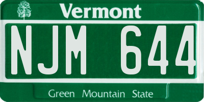 VT license plate NJM644