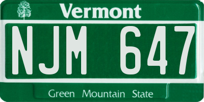 VT license plate NJM647
