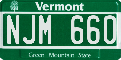 VT license plate NJM660