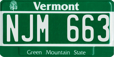 VT license plate NJM663