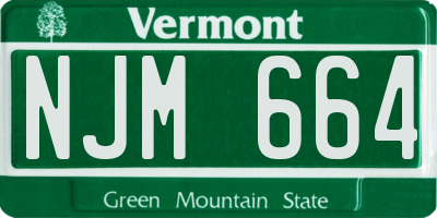 VT license plate NJM664