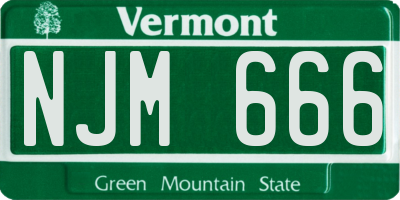 VT license plate NJM666