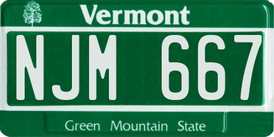 VT license plate NJM667