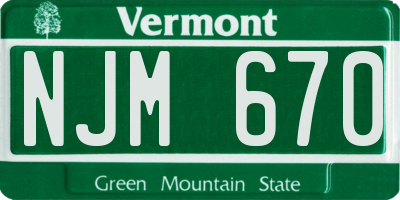 VT license plate NJM670