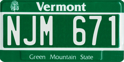 VT license plate NJM671