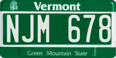 VT license plate NJM678