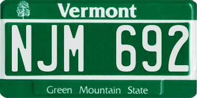 VT license plate NJM692