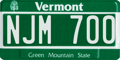VT license plate NJM700