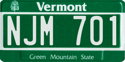 VT license plate NJM701