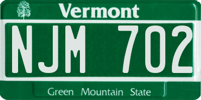 VT license plate NJM702