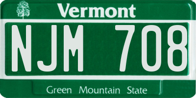 VT license plate NJM708