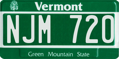 VT license plate NJM720