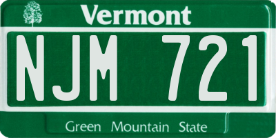 VT license plate NJM721