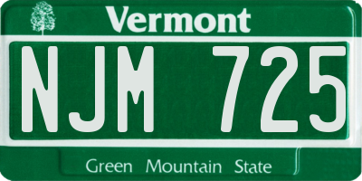 VT license plate NJM725