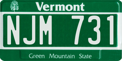 VT license plate NJM731
