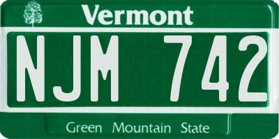 VT license plate NJM742