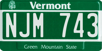 VT license plate NJM743