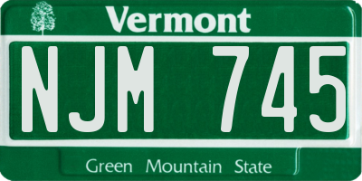 VT license plate NJM745