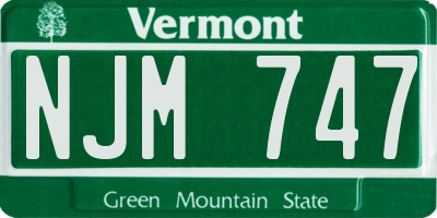 VT license plate NJM747