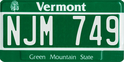 VT license plate NJM749