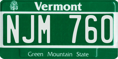 VT license plate NJM760