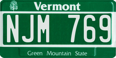 VT license plate NJM769