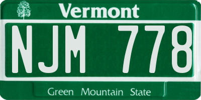 VT license plate NJM778