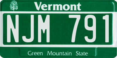 VT license plate NJM791