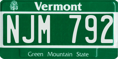 VT license plate NJM792