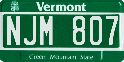 VT license plate NJM807