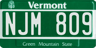VT license plate NJM809