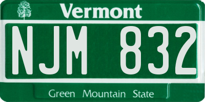 VT license plate NJM832