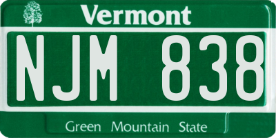 VT license plate NJM838