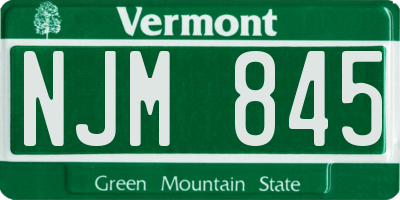 VT license plate NJM845