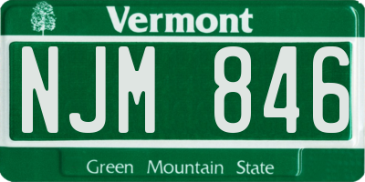 VT license plate NJM846