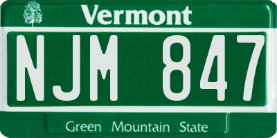 VT license plate NJM847