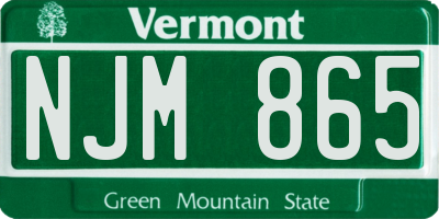 VT license plate NJM865