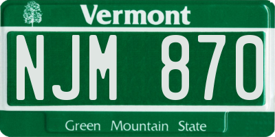VT license plate NJM870