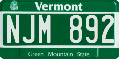 VT license plate NJM892