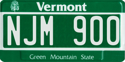VT license plate NJM900