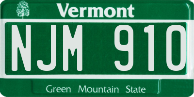 VT license plate NJM910