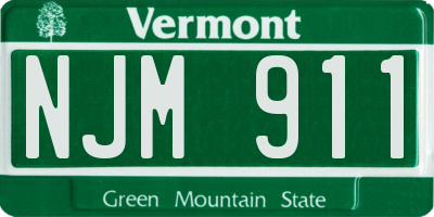 VT license plate NJM911