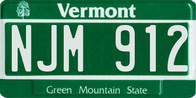VT license plate NJM912