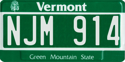 VT license plate NJM914