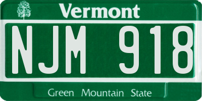 VT license plate NJM918