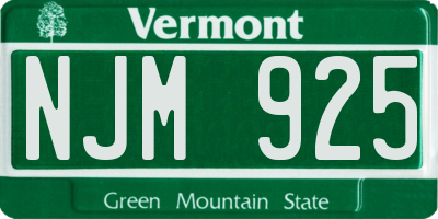 VT license plate NJM925
